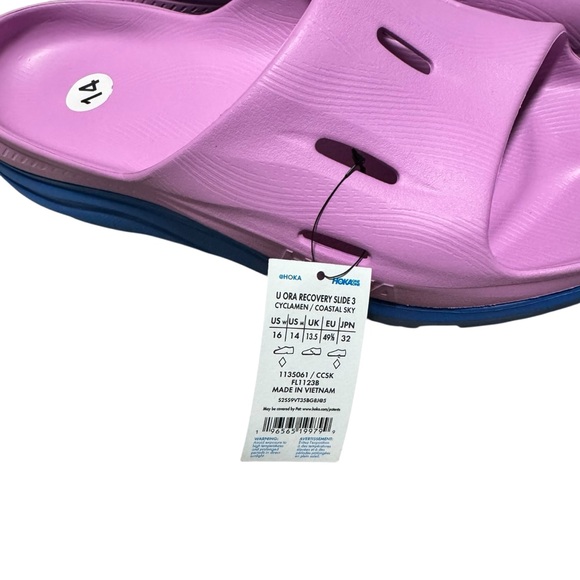Hoka One One Ora Recovery Slide 3 Cyclamen Coastal Sky Men's Sandal Size 14 NWT - Picture 4 of 6